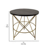 23 Inch Plant Stand Table Round Top Modern Gold Geometric Frame Black By Casagear Home BM310138