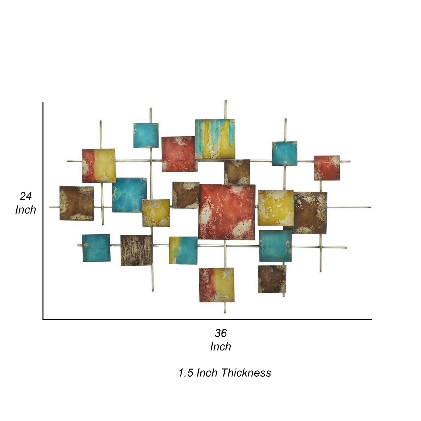 Dobi 36 Inch Wall Decor Multiple Square Accents Multicolored Design By Casagear Home BM310148