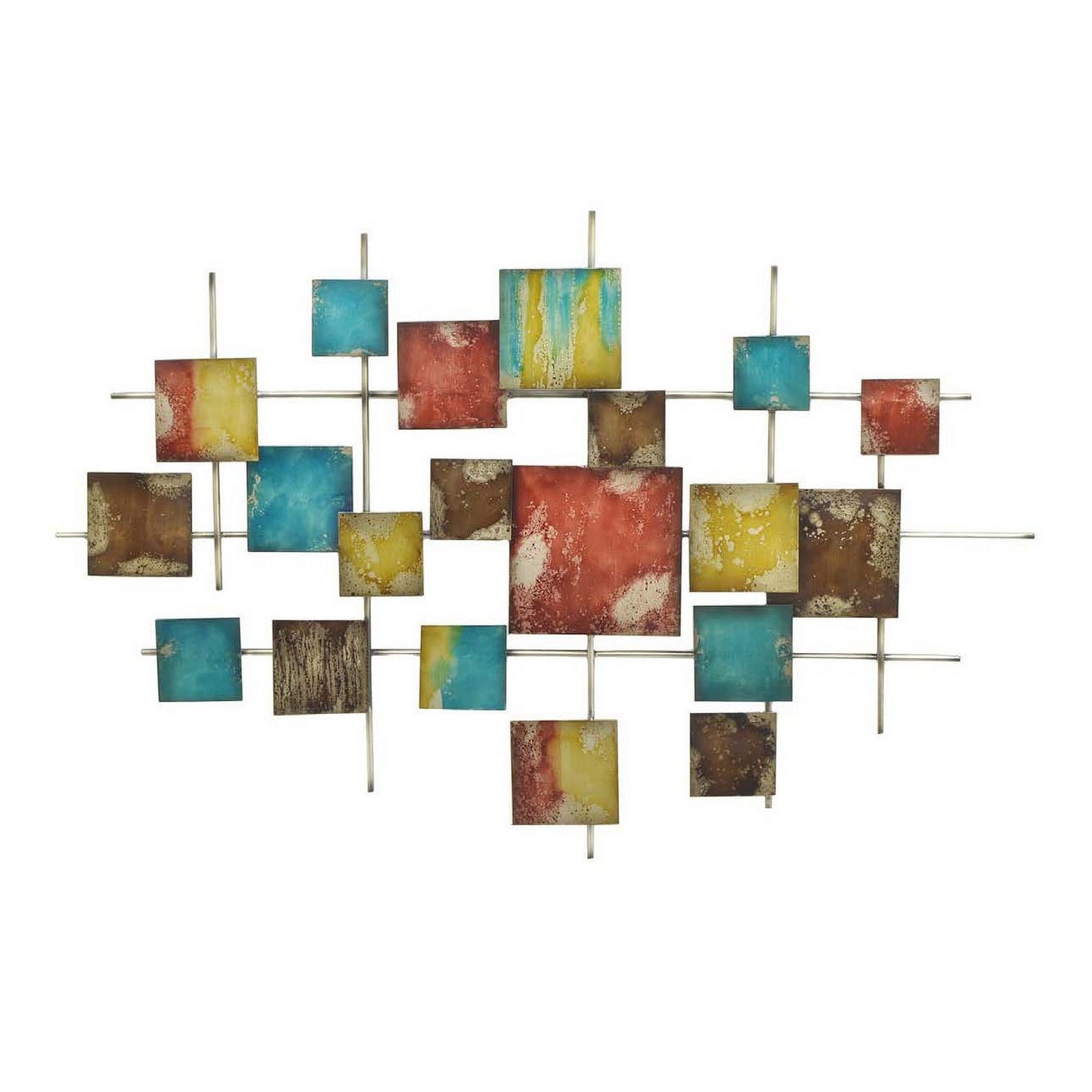 Dobi 36 Inch Wall Decor Multiple Square Accents Multicolored Design By Casagear Home BM310148