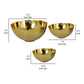 Bonz Set of 3 Bowls Unique Top Shape Round Base Gold Metal Finish By Casagear Home BM310158