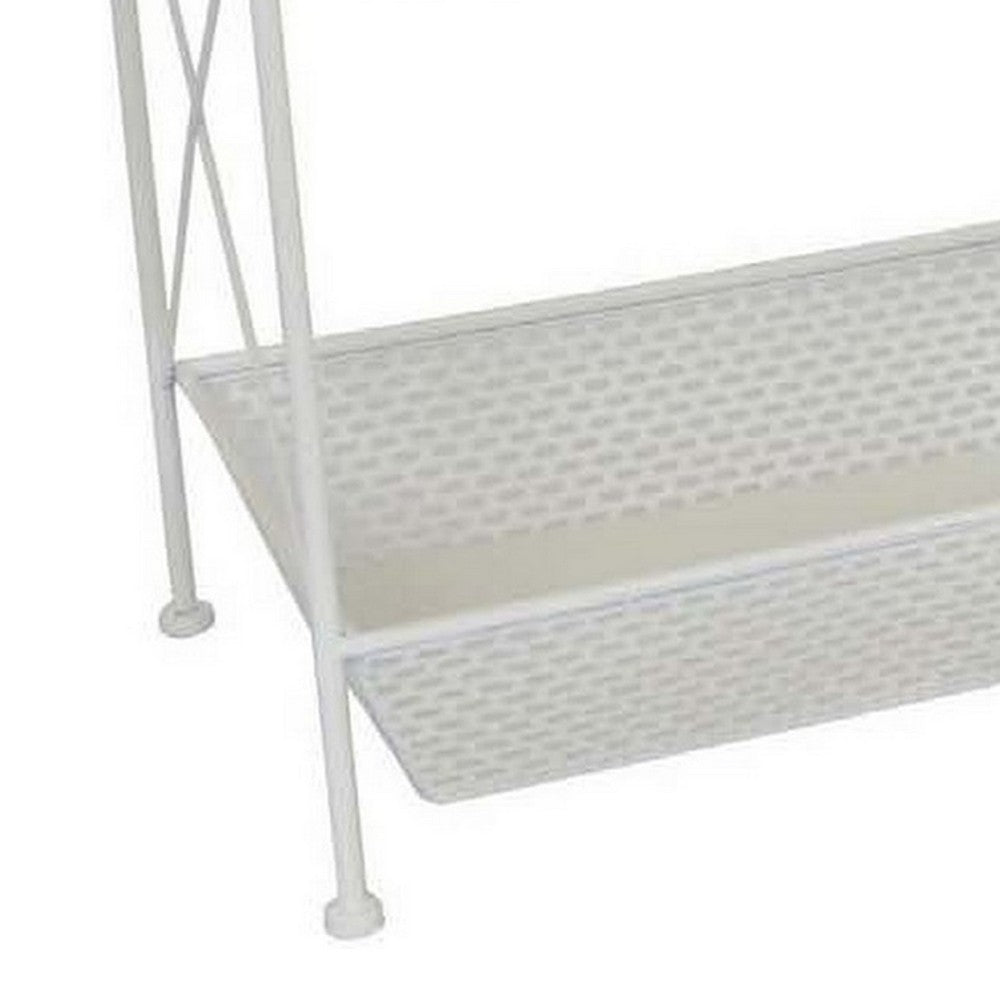 30 Inch Plant Stands Set of 2 Open Metal Frame 6 Square Baskets White By Casagear Home BM310184