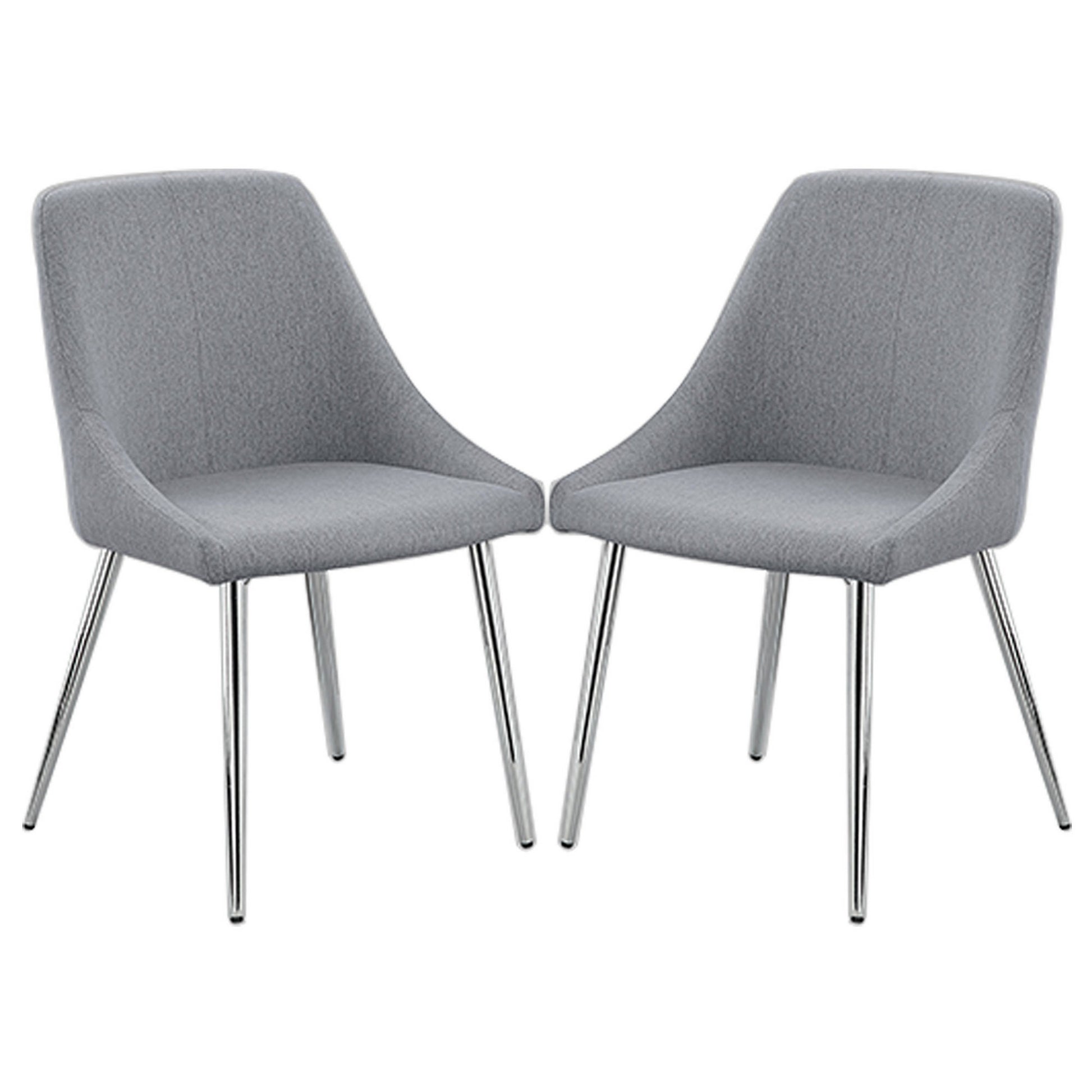 Kian 20 Inch Side Chair Set of 2 Tapered Legs Gray Fabric Upholstery By Casagear Home BM310192