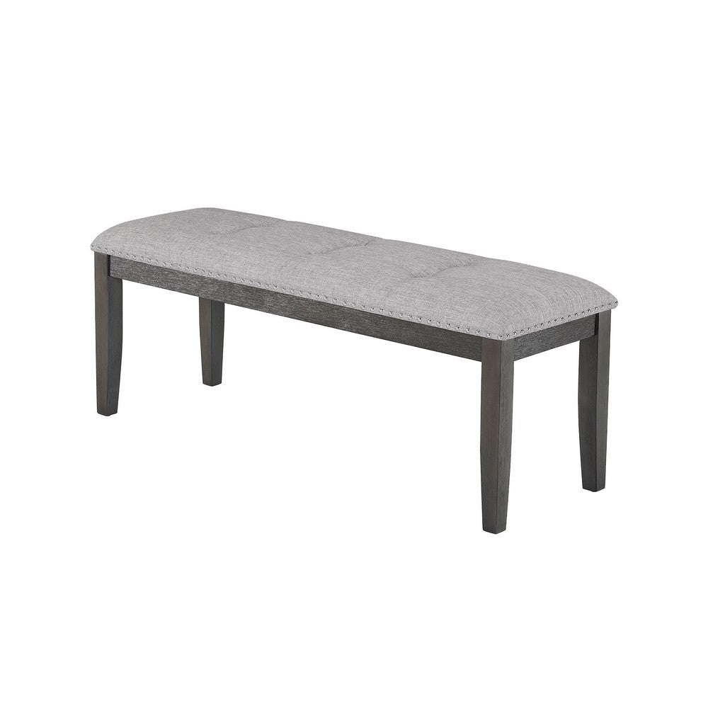 Amber 48 Inch Bench Fabric Upholstery Cushioned Wood Frame Gray By Casagear Home BM310202