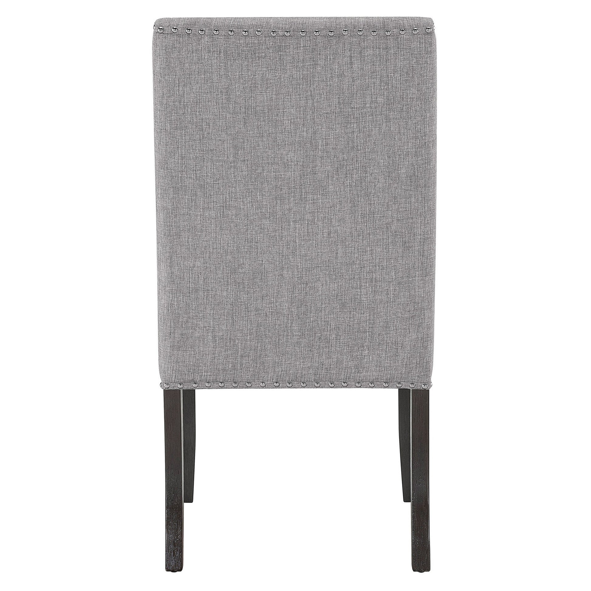 Amber 27 Inch Dining Side Chair Set of 2 Cushioned Gray Fabric Upholstery By Casagear Home BM310203