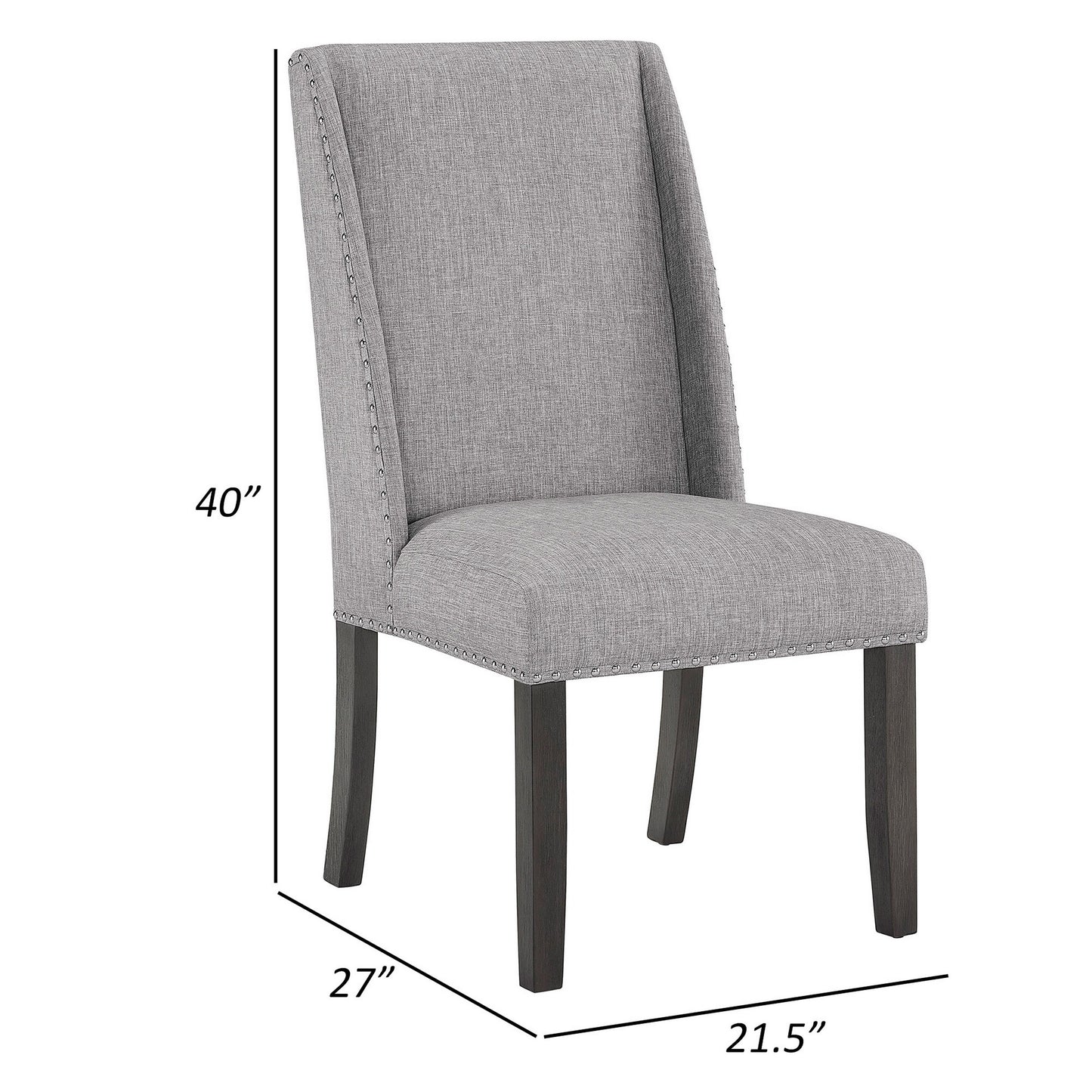 Amber 27 Inch Dining Side Chair Set of 2 Cushioned Gray Fabric Upholstery By Casagear Home BM310203