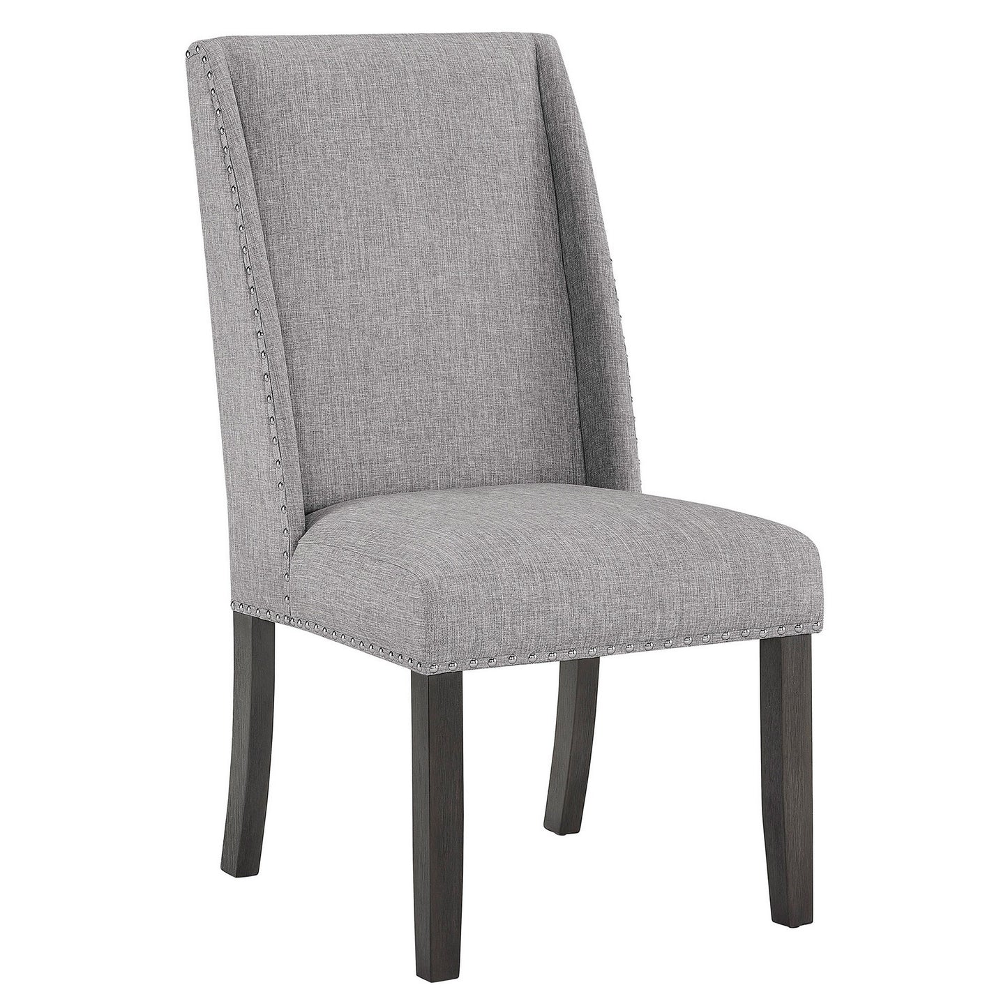 Amber 27 Inch Dining Side Chair Set of 2 Cushioned Gray Fabric Upholstery By Casagear Home BM310203