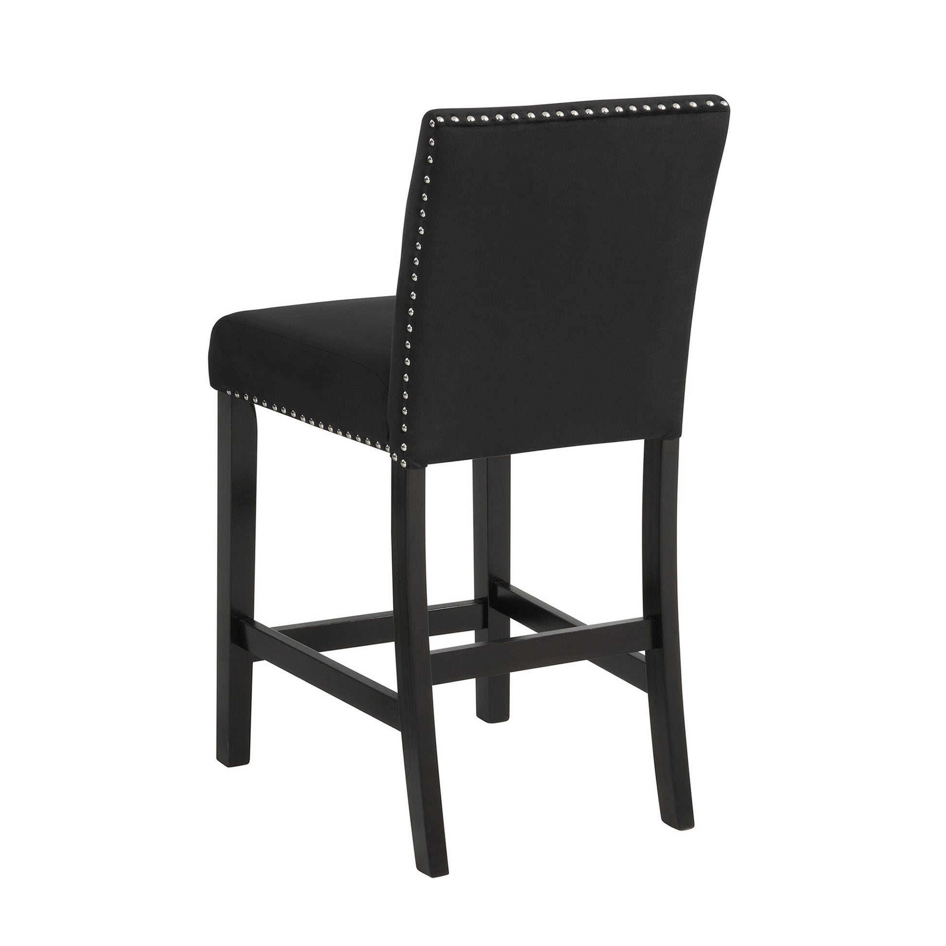 Jordan 24 Inch Counter Side Chair Set of 2 Velvet Upholstery Wood Black By Casagear Home BM310206