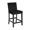 Jordan 24 Inch Counter Side Chair Set of 2 Velvet Upholstery Wood Black By Casagear Home BM310206