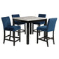 Jordan 5 Piece Counter Height Table Set 4 Chairs Wood Royal Blue Velvet By Casagear Home BM310208