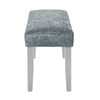 Liam 48 Inch Dining Bench Wood Cushioned Gray Fabric Upholstered Seat By Casagear Home BM310219