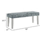 Liam 48 Inch Dining Bench Wood Cushioned Gray Fabric Upholstered Seat By Casagear Home BM310219