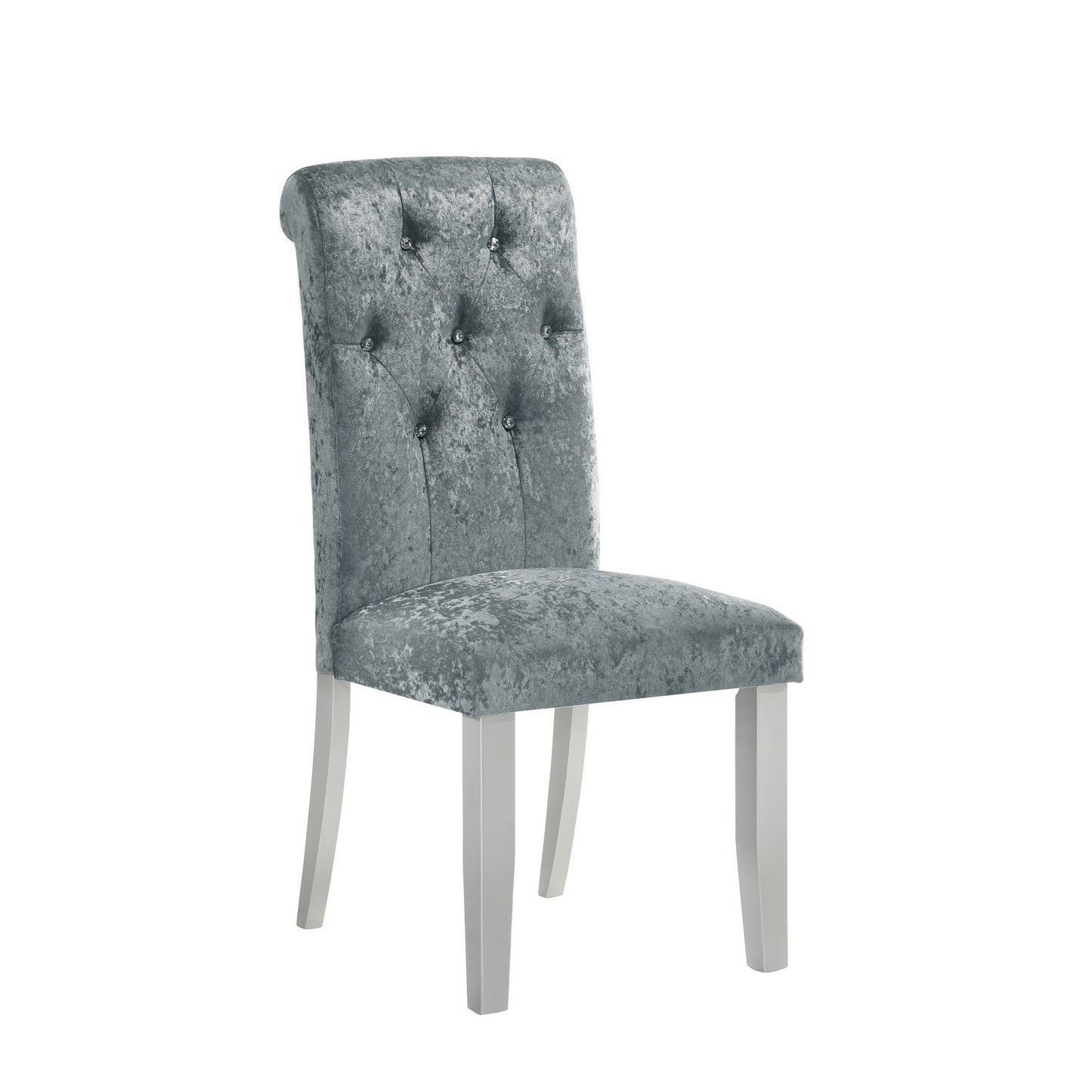 Liam 27 Inch Side Chair Set of 2 Wood Tufted Gray Fabric Upholstery By Casagear Home BM310220