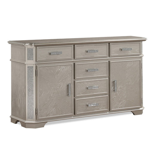 Scott 60 Inch Sideboard Buffet Console, 6 Drawers and 2 Shelves, Beige Wood By Casagear Home