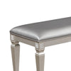 Scott 60 Inch Dining Bench Sparkling Silver Gray Faux Leather Wood Frame By Casagear Home BM310224