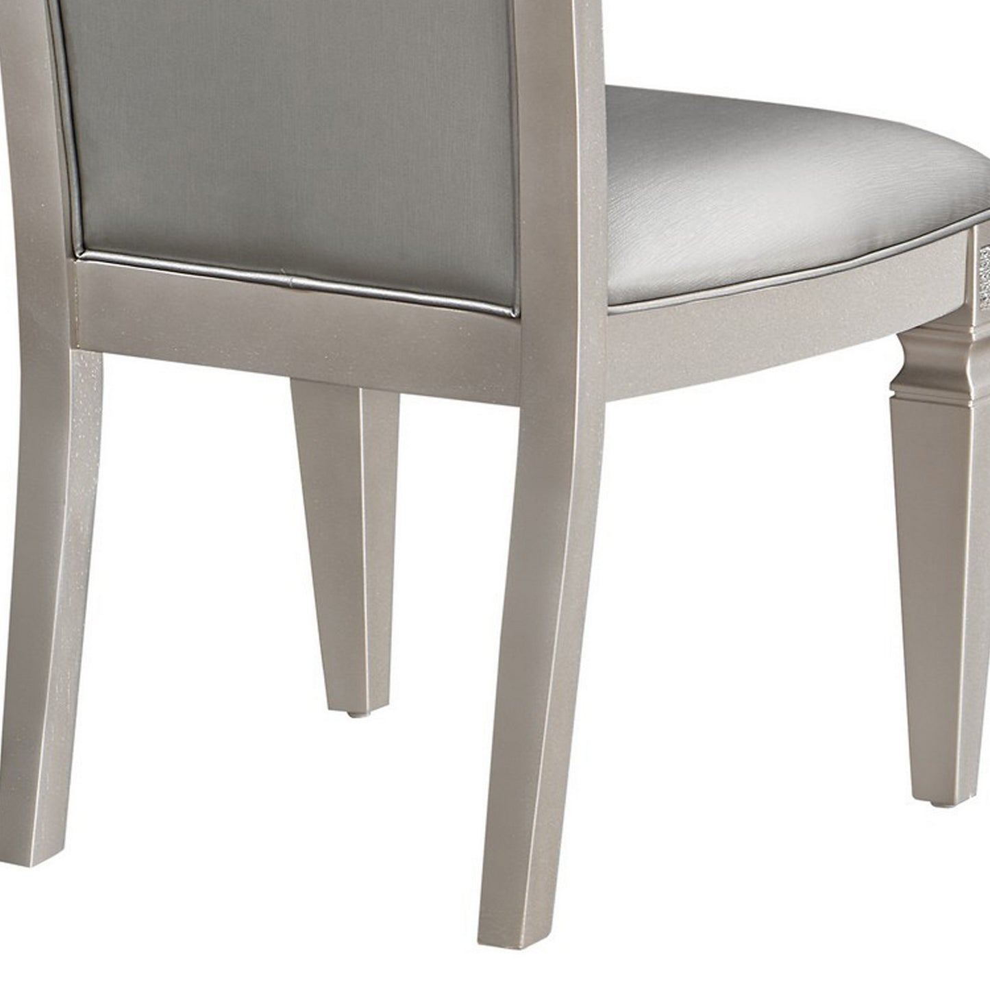 Scott 19 Inch Dining Side Chair Set of 2 Gray Faux Leather Taupe Wood By Casagear Home BM310227