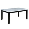 Tristan 64 Inch Dining Table, Faux Carrara Marble Top, Black and White By Casagear Home