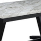 Oliver 72 Inch Dining Table With Faux Carrara Marble Top White and Black By Casagear Home BM310234