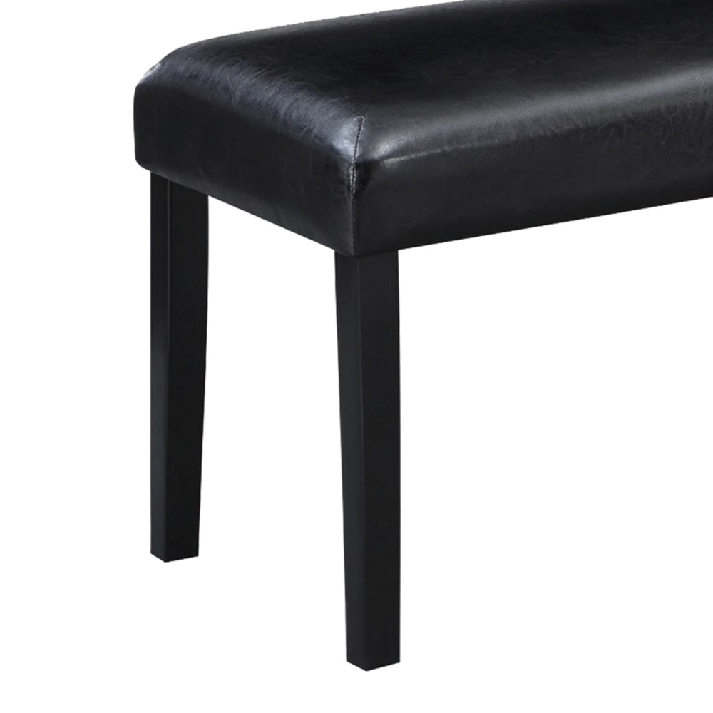 Tristan 46 Inch Bench Faux Leather Wood Frame Soft Cushion Black By Casagear Home BM310235