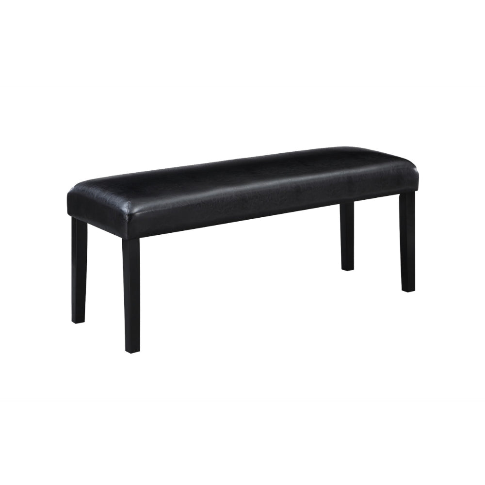 Tristan 46 Inch Bench Faux Leather Wood Frame Soft Cushion Black By Casagear Home BM310235