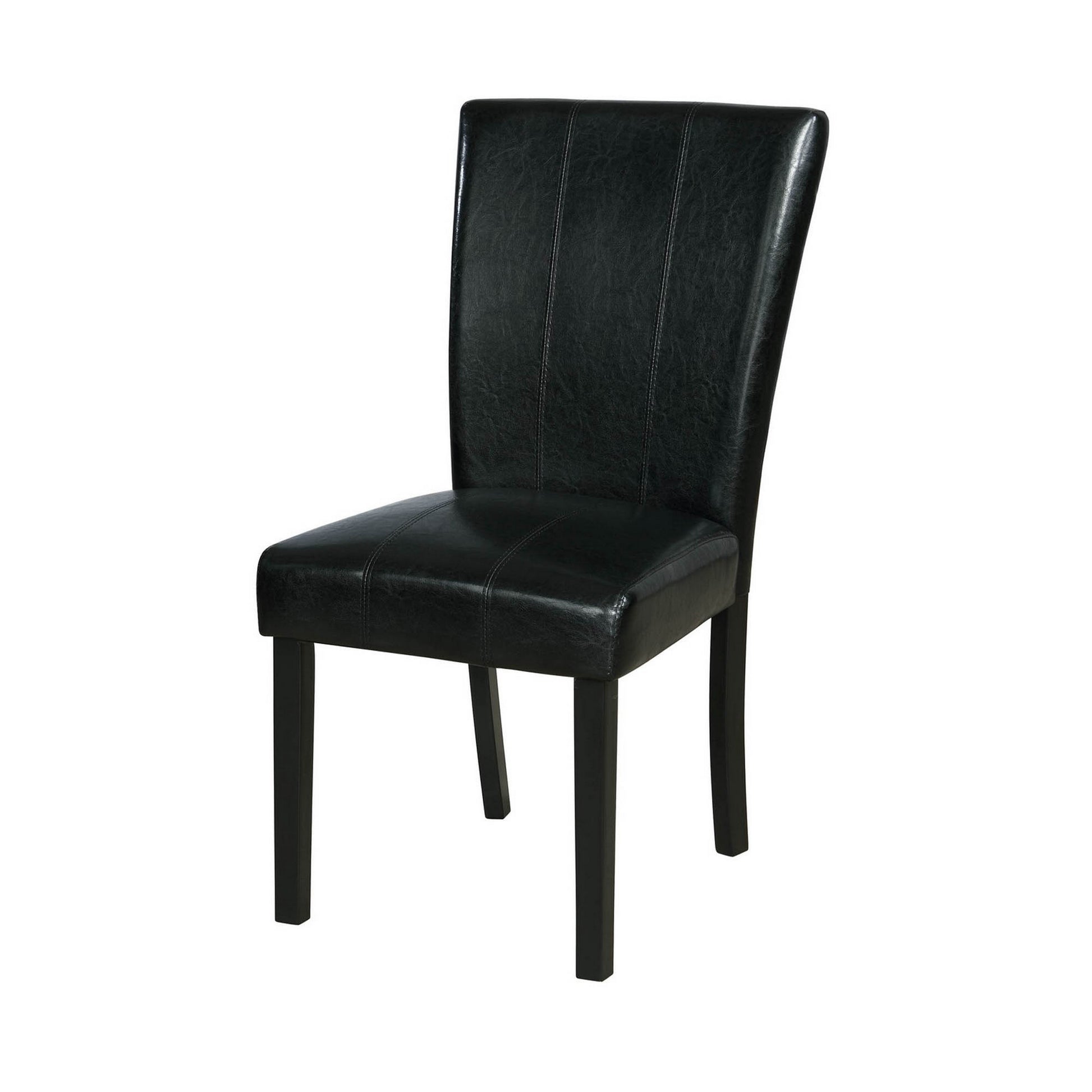 Tristan 38 Inch Side Chair Set of 2 Faux Leather Wood Frame Black By Casagear Home BM310236