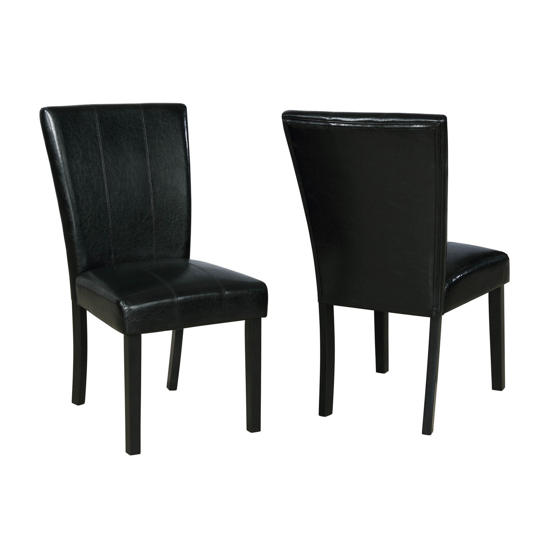 Tristan 38 Inch Side Chair Set of 2 Faux Leather Wood Frame Black By Casagear Home BM310236