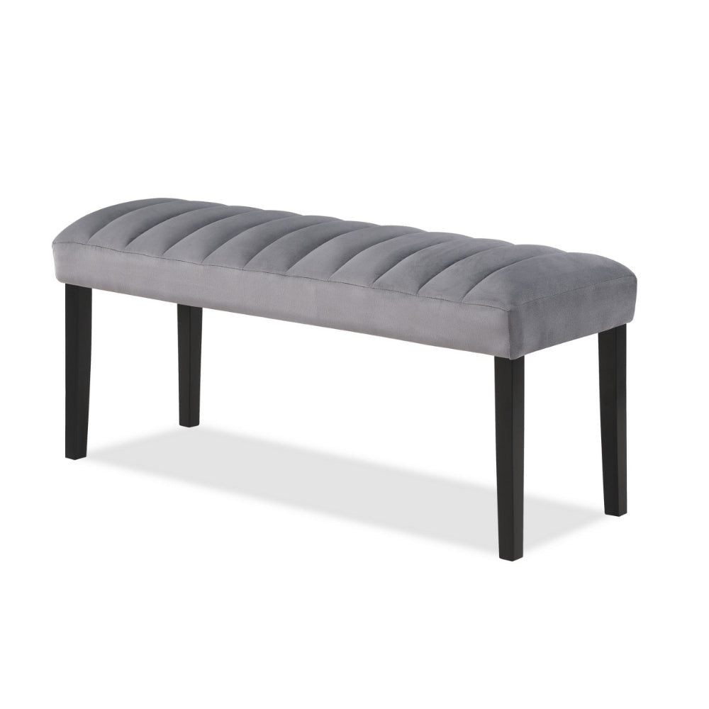 Marcus 46 Inch Dining Bench Fabric Upholstery Wood Tufted Gray Black By Casagear Home BM310237