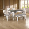 Casey 6 Piece Dining Table and Chairs Set with Bench Farmhouse White Gray By Casagear Home BM310242