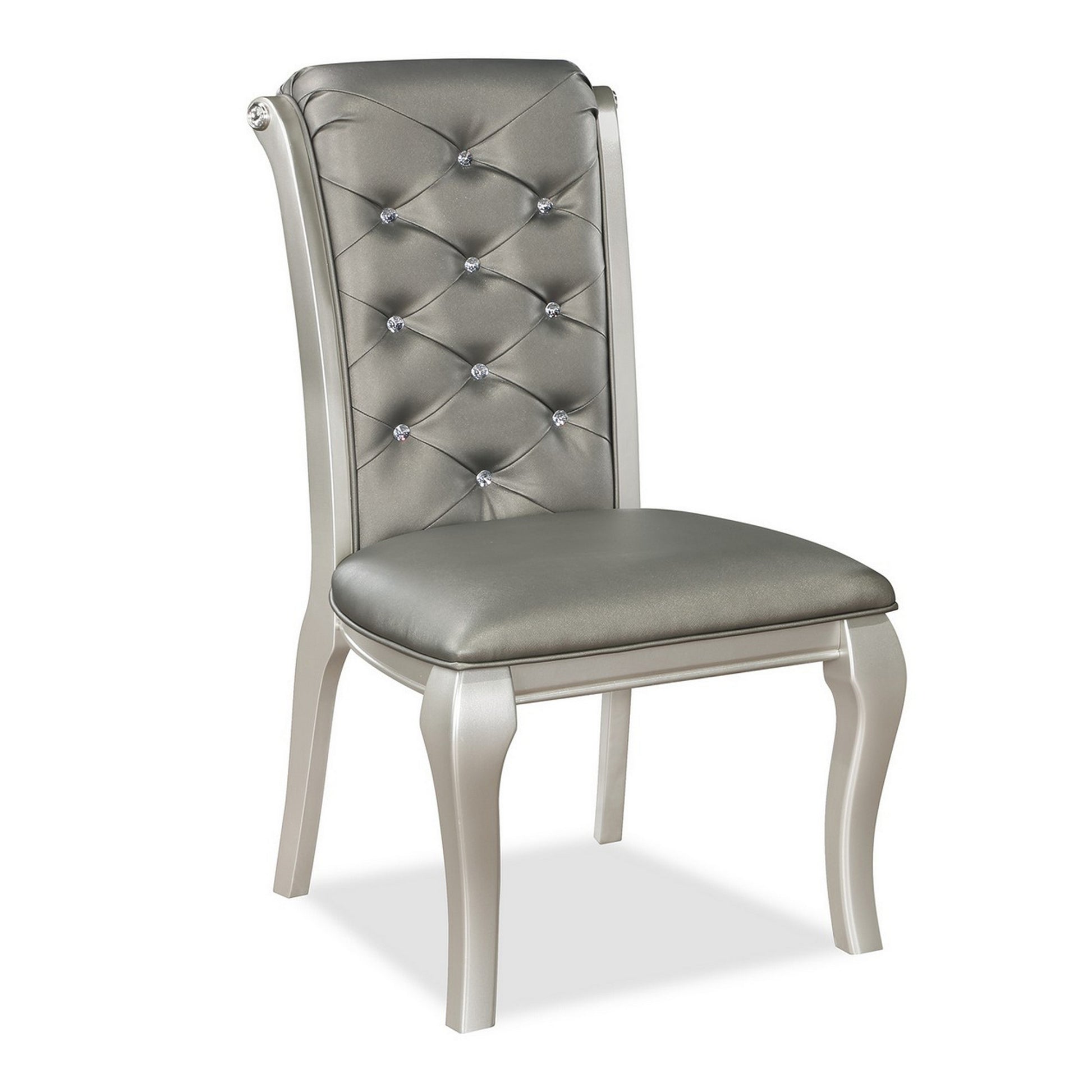 Harrison 20 Inch Side Chair Set of 2 Classic Tufted Faux Leather Gray By Casagear Home BM310244