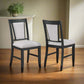 Jackson 19 Inch Side Chair Set of 2, Black Wood Frame, Off White Poly Linen By Casagear Home