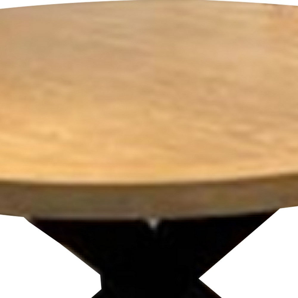 Jackson 54 Inch Dining Table Wood Frame Round Top Light Gray Dark Brown By Casagear Home BM310249