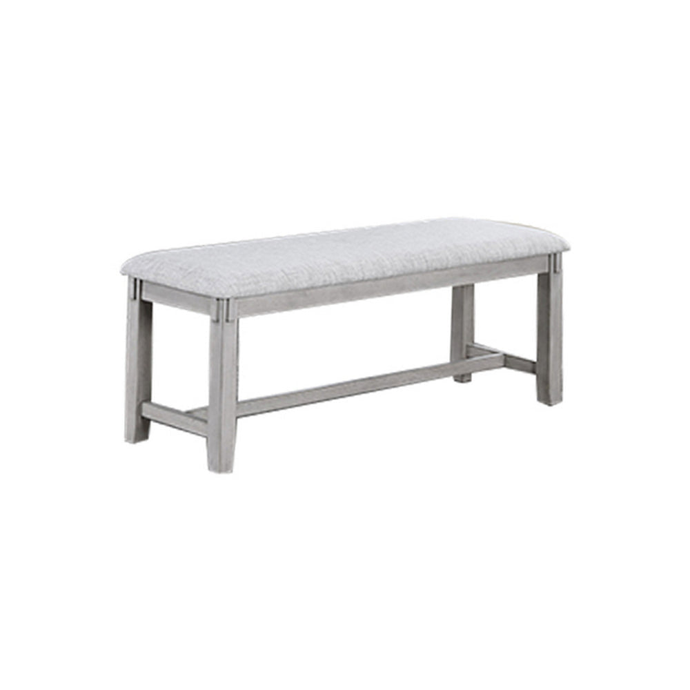 Peter 50 Inch Dining Bench Fabric Upholstery Cushioned Driftwood Gray By Casagear Home BM310253