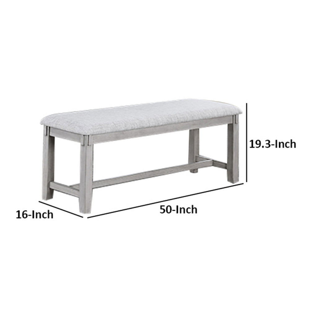 Peter 50 Inch Dining Bench Fabric Upholstery Cushioned Driftwood Gray By Casagear Home BM310253