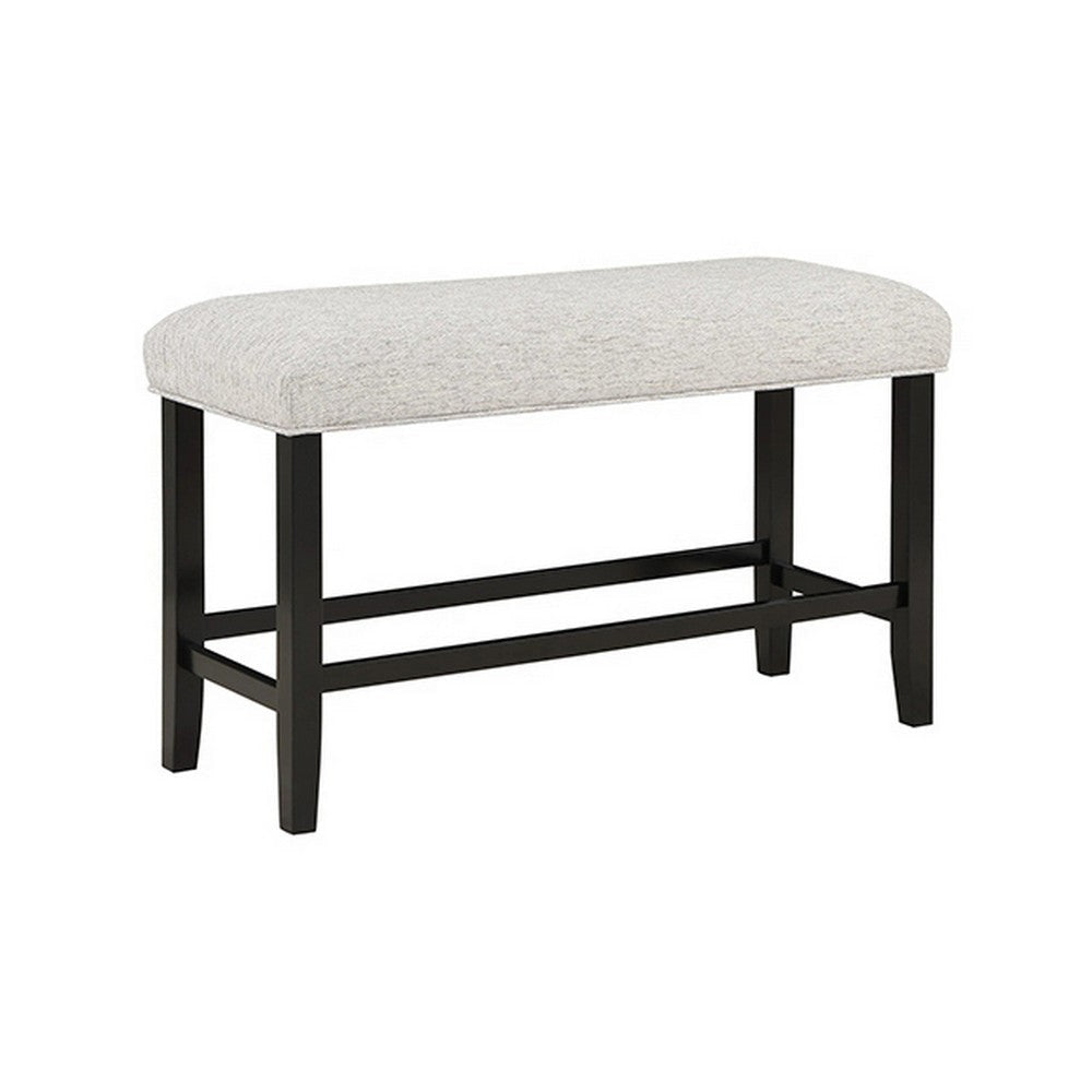 Jade 42 Inch Counter Height Bench, Wood Frame, Fabric Upholstery, White By Casagear Home