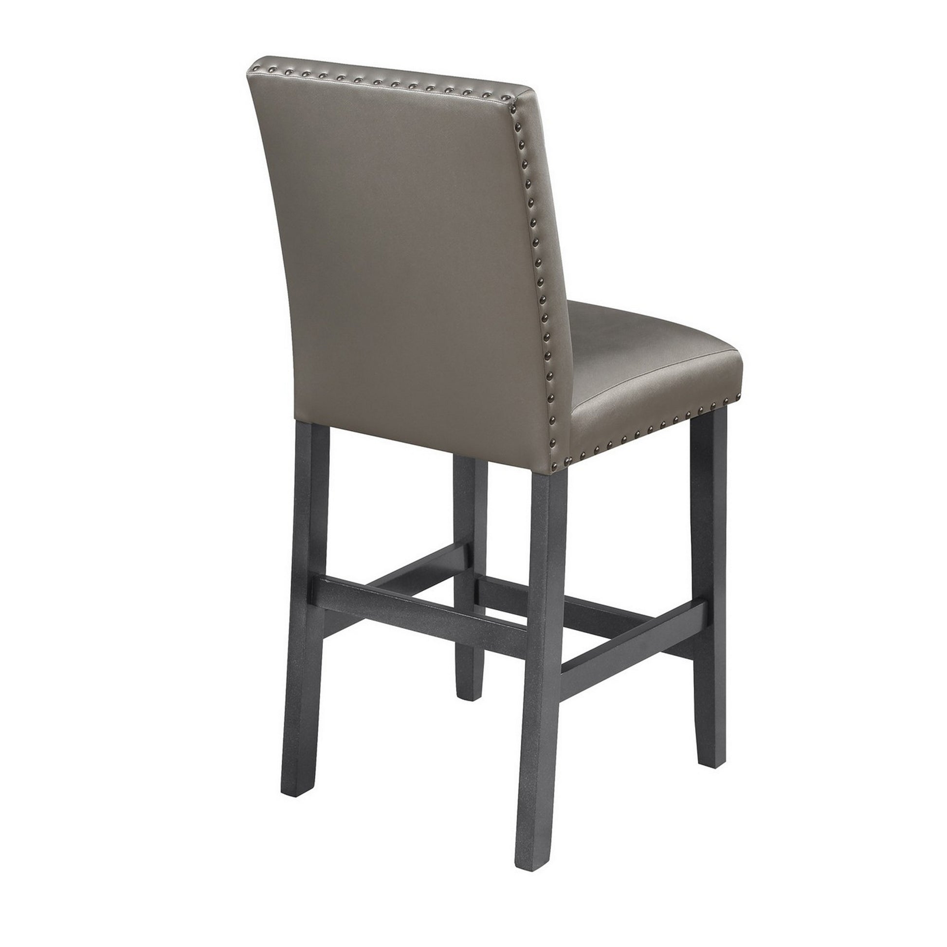 Scarlett 26 Inch Counter Height Chair Set of 2 Plush Gray Faux Leather By Casagear Home BM310259