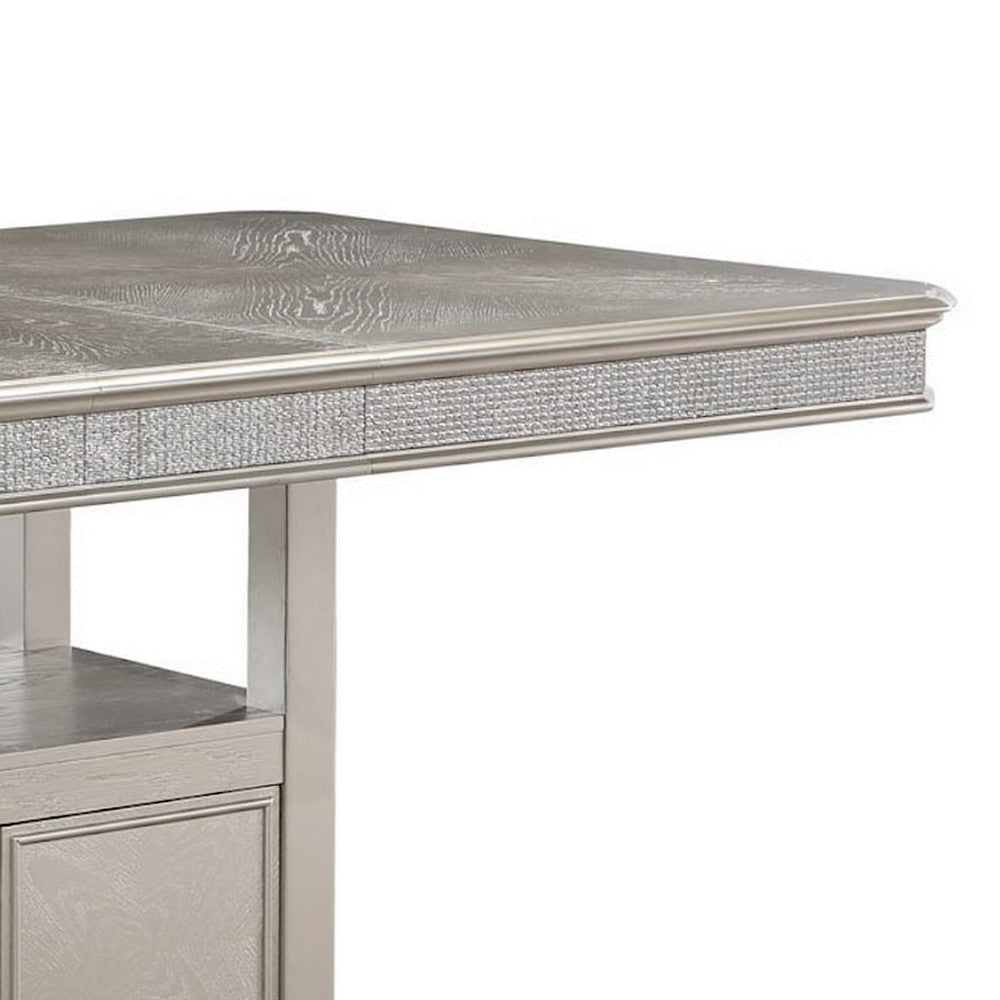 Scott 60 -72 Inch Counter Height Table Extendable Glitter Edge Gray Wood By Casagear Home BM310262