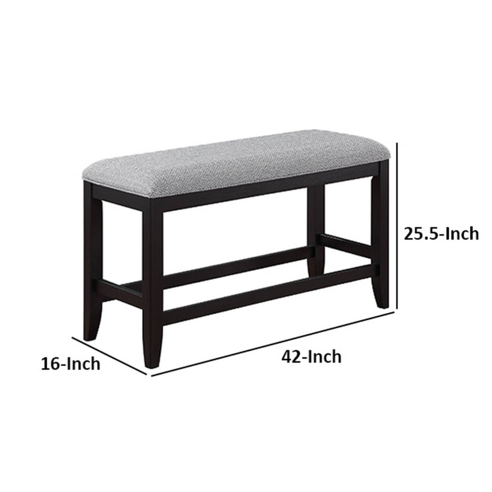 Kara 42 Inch Counter Height Bench Wood Frame Fabric Upholstery Gray By Casagear Home BM310265