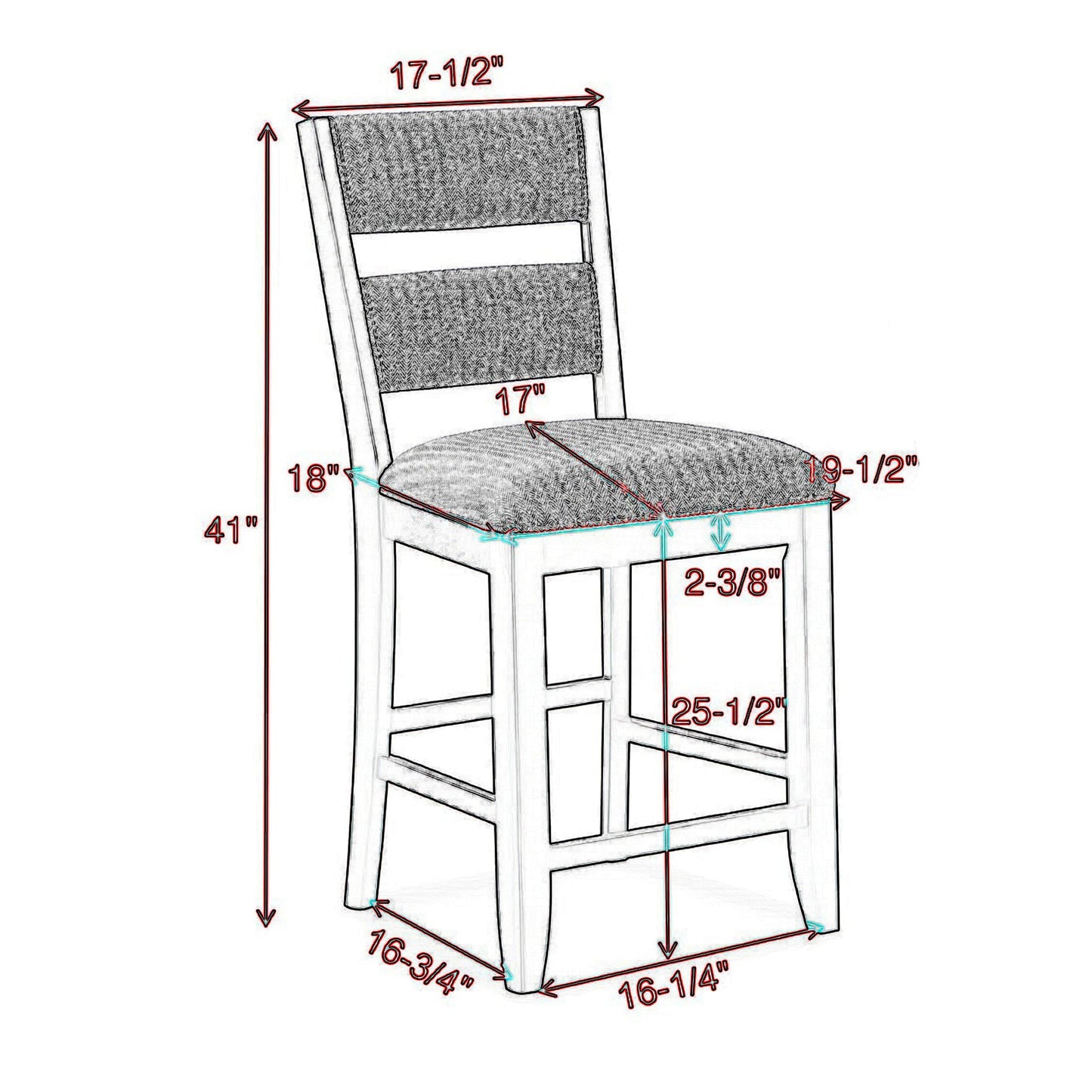 Kara 26 Inch Counter Height Chair Set of 2 Wood Frame Upholstered Gray By Casagear Home BM310266