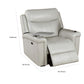 Flo 42 Inch Power Glider Recliner USB Port Faux Leather Light Gray By Casagear Home BM310889