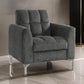 Lupe 35 Inch Chair Biscuit Tufted Chrome Legs Gray Chenille Upholstery By Casagear Home BM310892