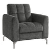 Lupe 35 Inch Chair Biscuit Tufted Chrome Legs Gray Chenille Upholstery By Casagear Home BM310892