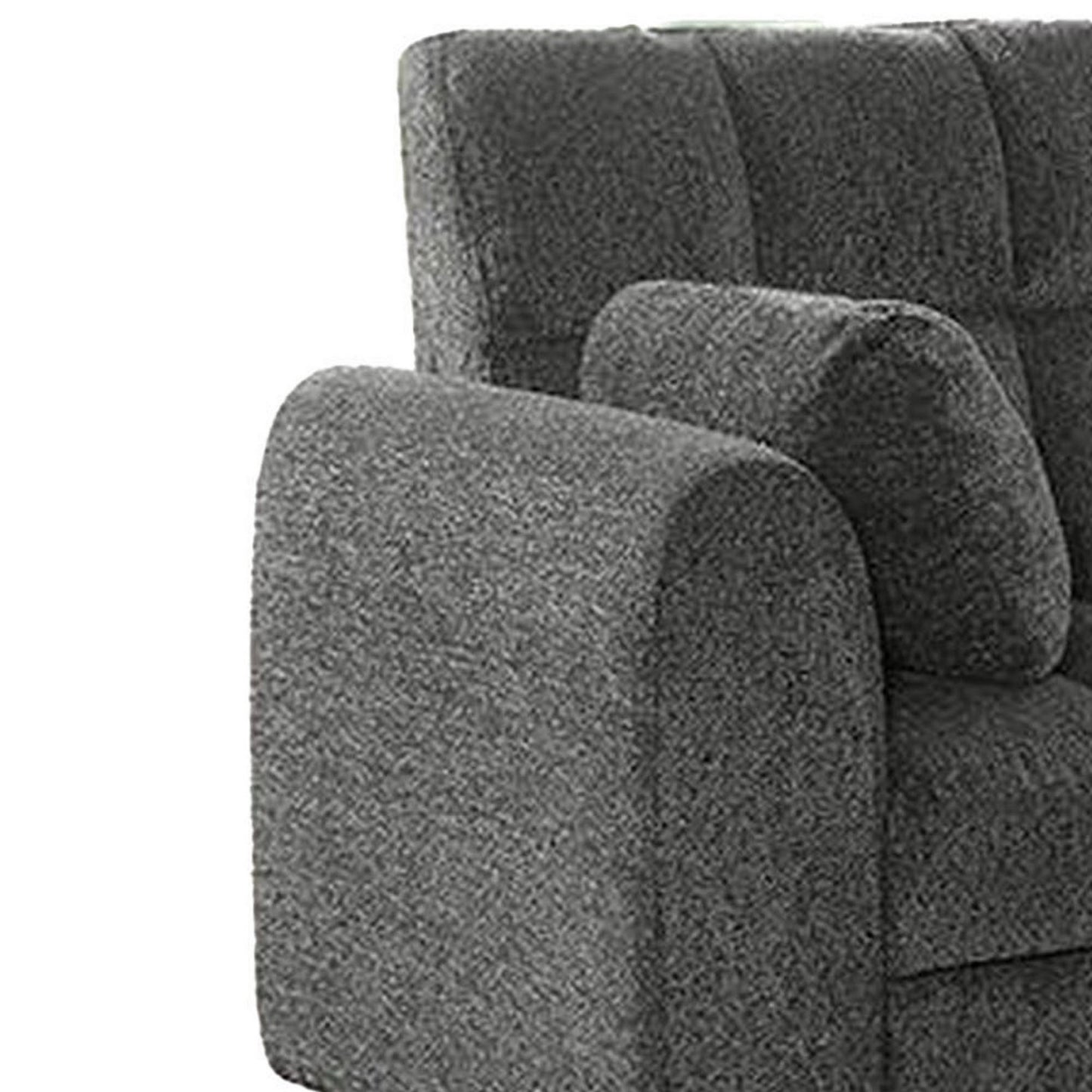 Lupe 56 Inch Loveseat Biscuit Tufted Chrome Legs Chenille Dark Gray By Casagear Home BM310893