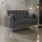 Lupe 56 Inch Loveseat Biscuit Tufted Chrome Legs Chenille Dark Gray By Casagear Home BM310893