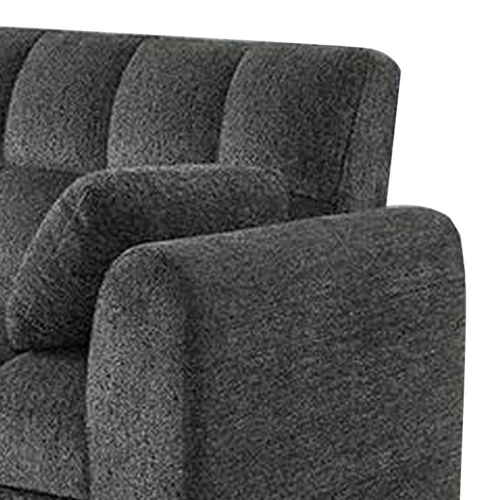 Lupe 74 Inch Sofa Biscuit Tufted Chrome Legs Chenille Dark Gray By Casagear Home BM310894