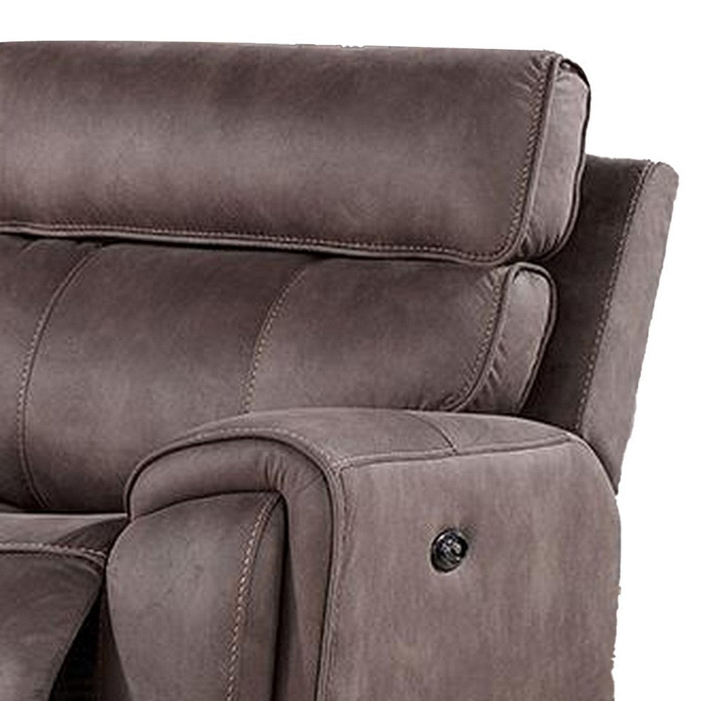 Clay 42 Inch Power Glider Recliner USB Port Soft Faux Leather Brown By Casagear Home BM310895