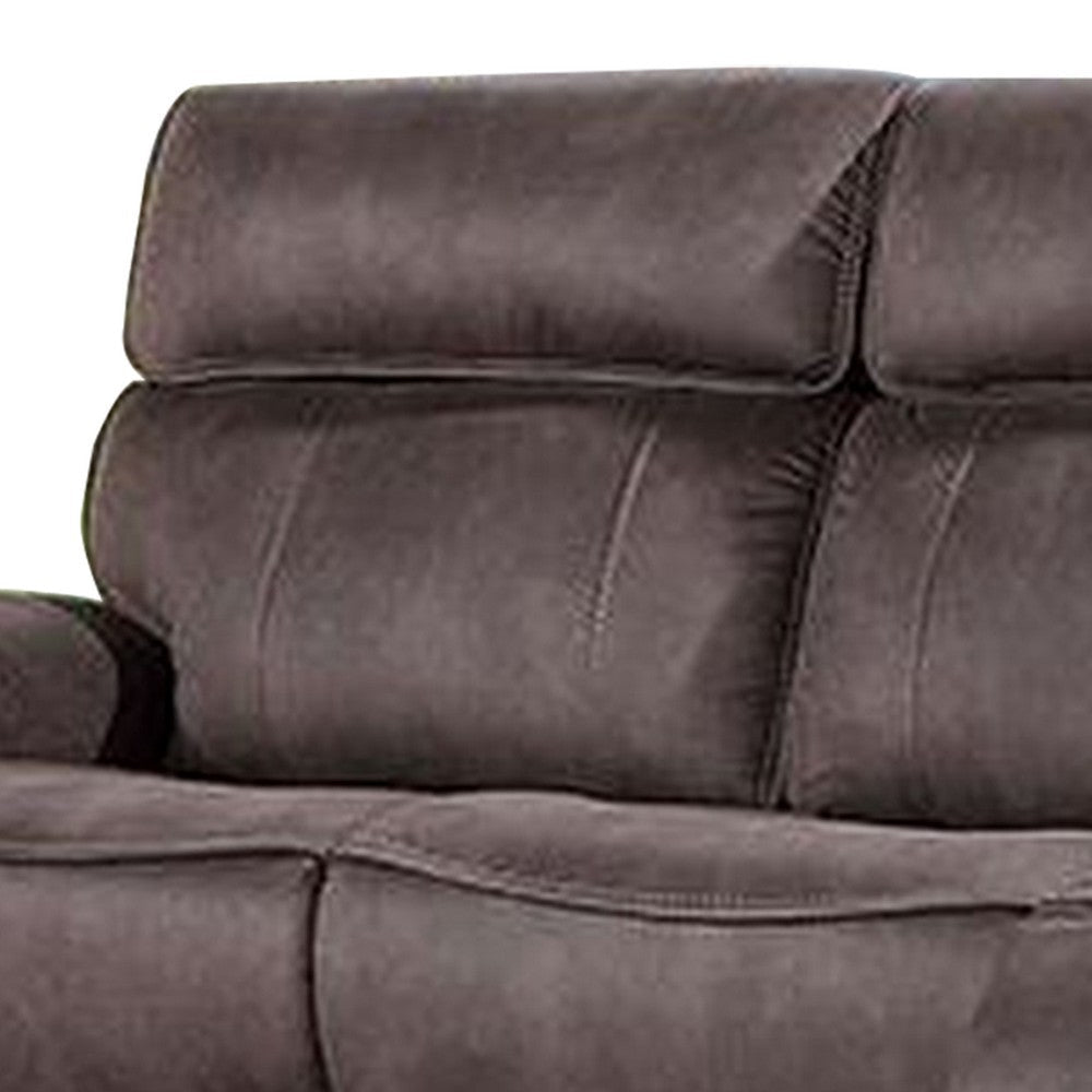 Clay 90 Inch Power Sofa USB Port Contrast Stitch Faux Leather Brown By Casagear Home BM310897