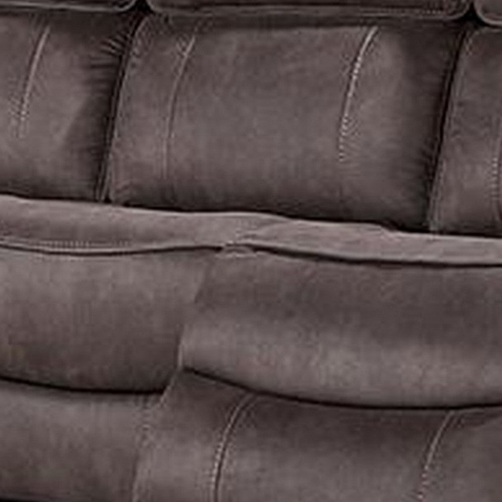 Clay 90 Inch Power Sofa USB Port Contrast Stitch Faux Leather Brown By Casagear Home BM310897