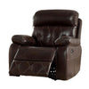 Dudd 37 Inch Power Glider Recliner with USB Port Faux Leather Brown By Casagear Home BM310898