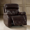 Dudd 37 Inch Power Glider Recliner with USB Port Faux Leather Brown By Casagear Home BM310898