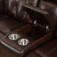 Dudd 73 Inch Power Recliner Loveseat USB Port Dark Brown Faux Leather By Casagear Home BM310899