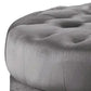 45 Inch Ottoman Round Button Tufting Hidden Legs Flannelette Gray By Casagear Home BM310901